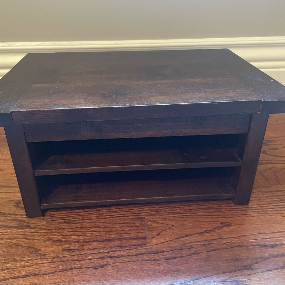 BRAND NEW DARK BROWN WOOD DESK ORGANIZER